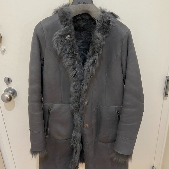 DROMe Italy Reversible Lamb Skin and Lamb Fur / Shearling Gray color Coat;XS - Picture 3 of 13